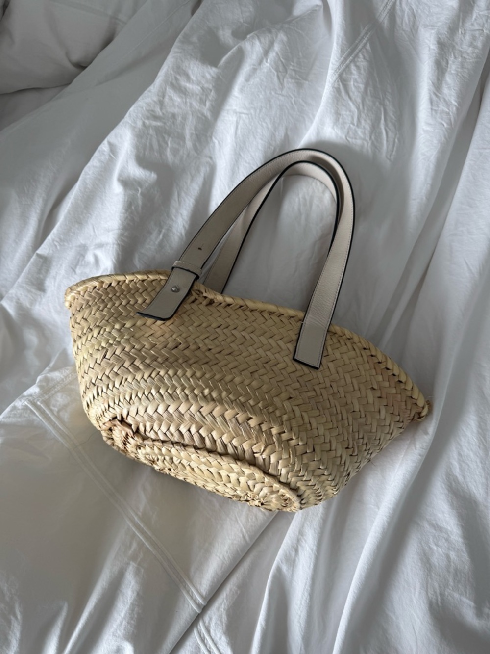 Loewe Natural Straw Tote with Silver Leather Trim - Picture 3 of 7